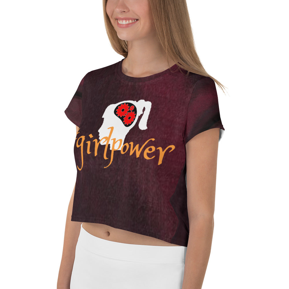 Army Green #girlpower Cropped Tees. Girls' Hashtag Art Crop Top. WickedYo.